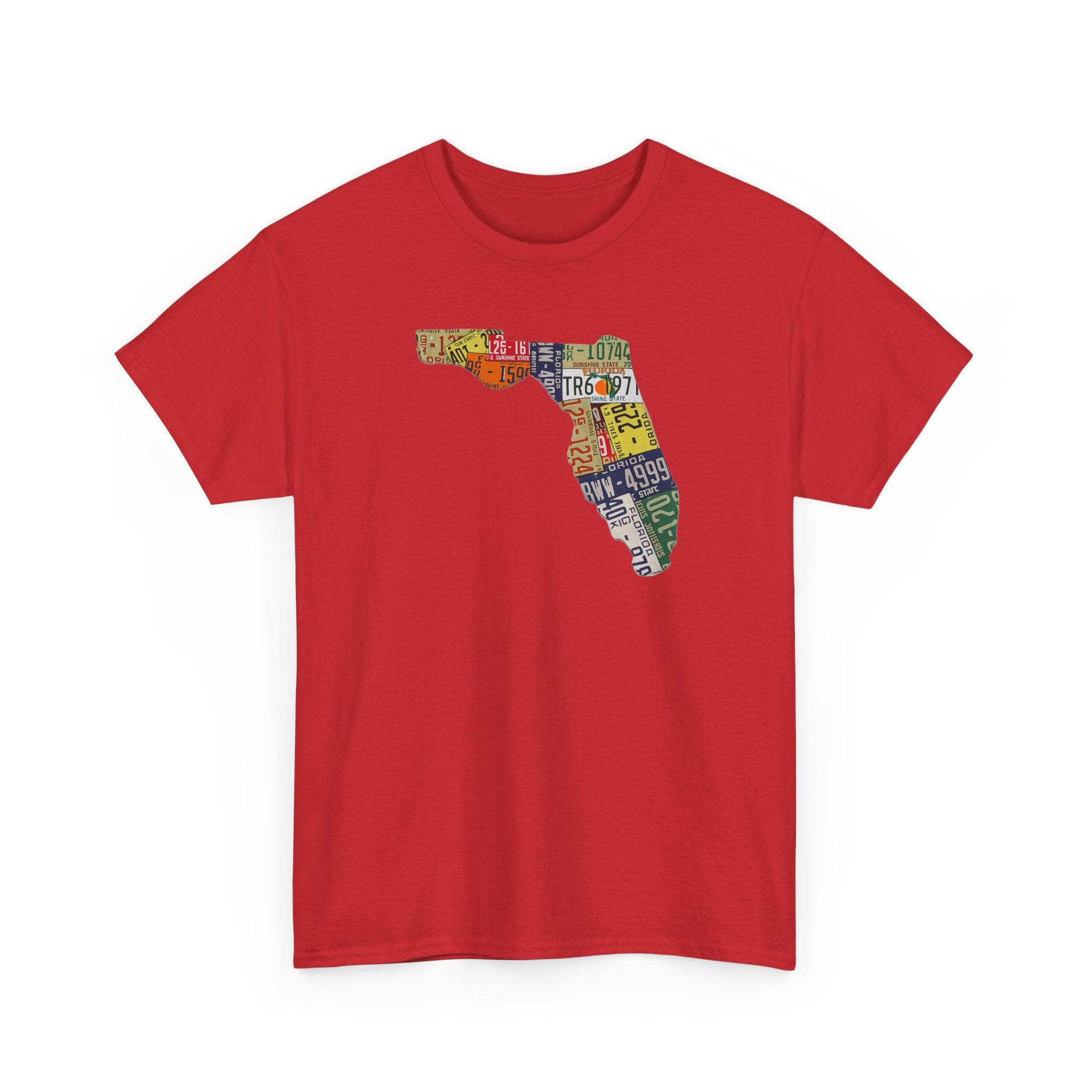 Florida License Plate Map T-Shirt — Vintage State Silhouette Tee