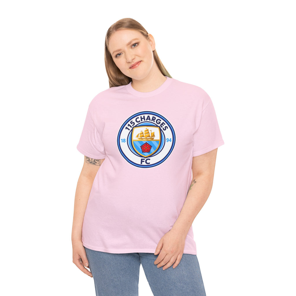 115 Charges FC Crest Cotton Tee — Vintage Blue Club Logo T-Shirt