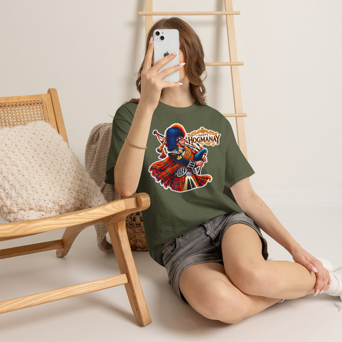 Hogmanay Bagpiper T‑Shirt — Happy Hogmanay Scottish New Year Tee