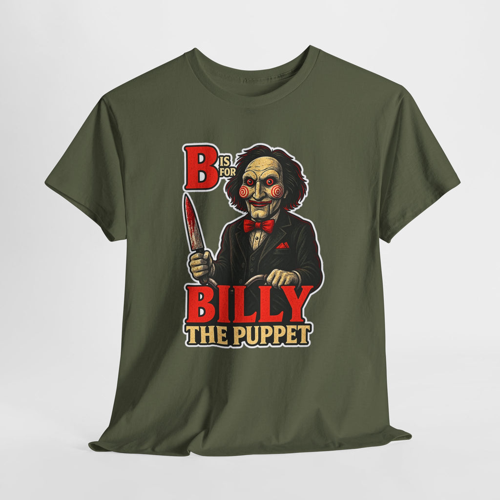 Billy the Puppet Horror Tee — Jigsaw-Style Killer Doll Graphic T-Shirt
