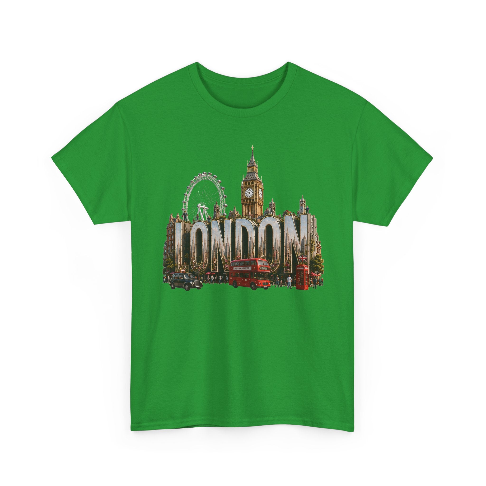 London Skyline T-Shirt — London Text with Big Ben & London Eye Graphic