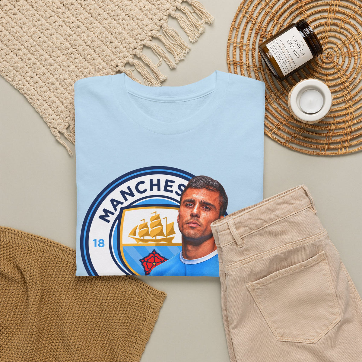 Rodri Manchester City Legend Football Tee — Player Portrait Soccer Shirt