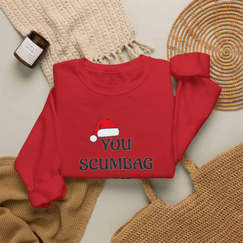 Holiday Sarcastic Sweatshirt — "You Scumbag You Maggot" Funny Christmas Crewneck