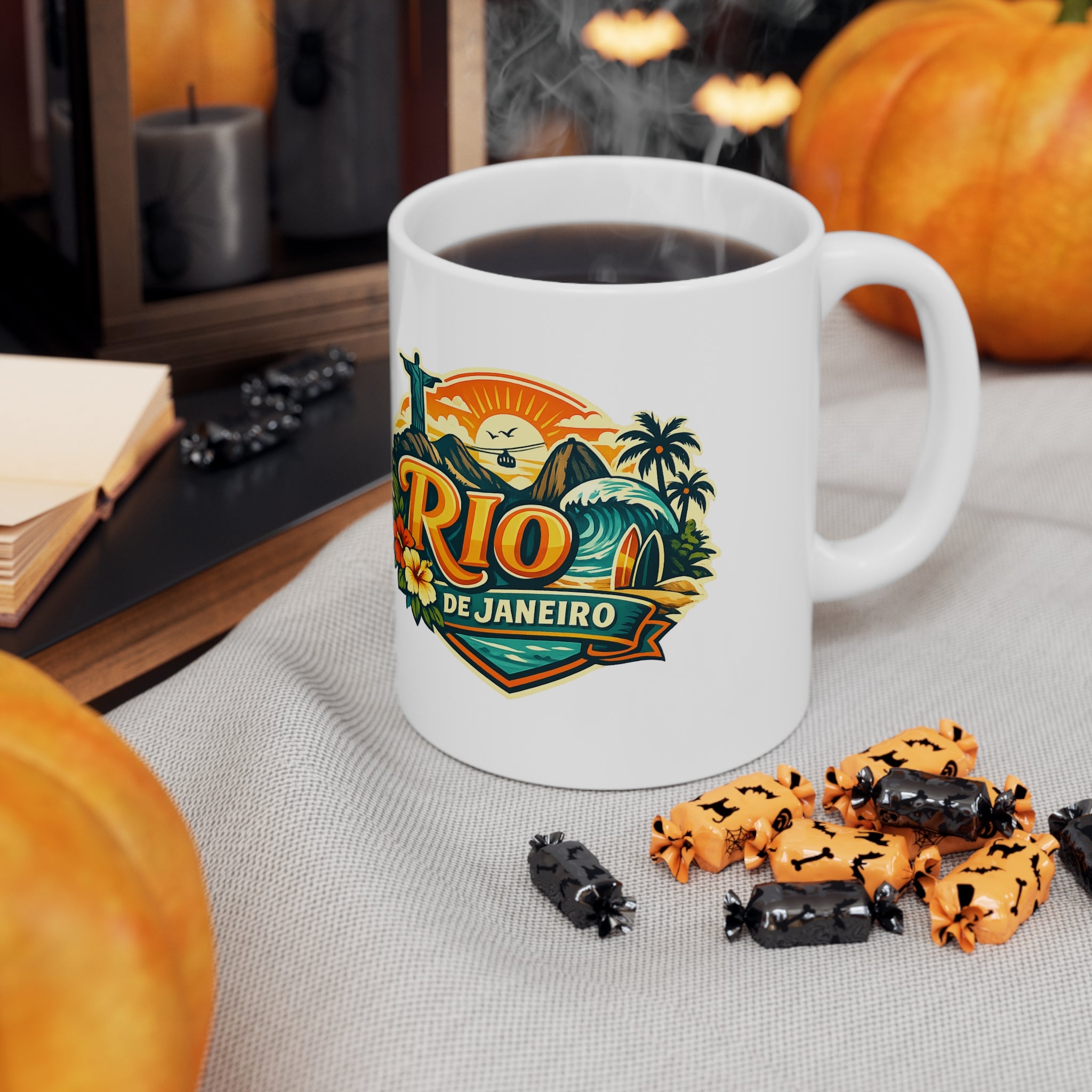 Rio de Janeiro Ceramic Coffee Mug — Vintage Tropical Travel Souvenir (11oz & 15oz)