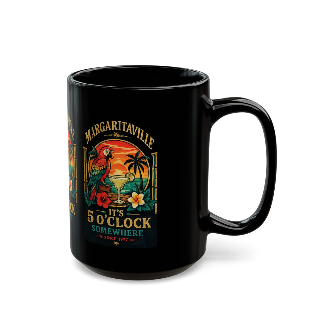 Margaritaville 5 O'Clock Mug – Black Tropical Parrot Cocktail Coffee Cup