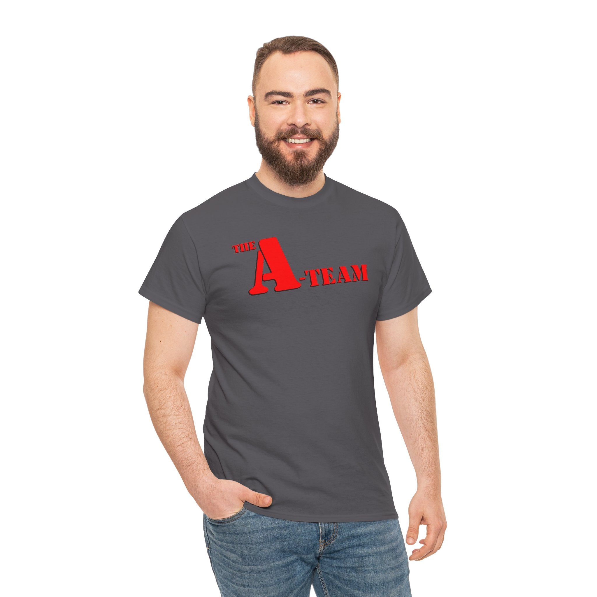 A-Team Graphic Tee — Retro Red Logo Vintage Crew T-Shirt
