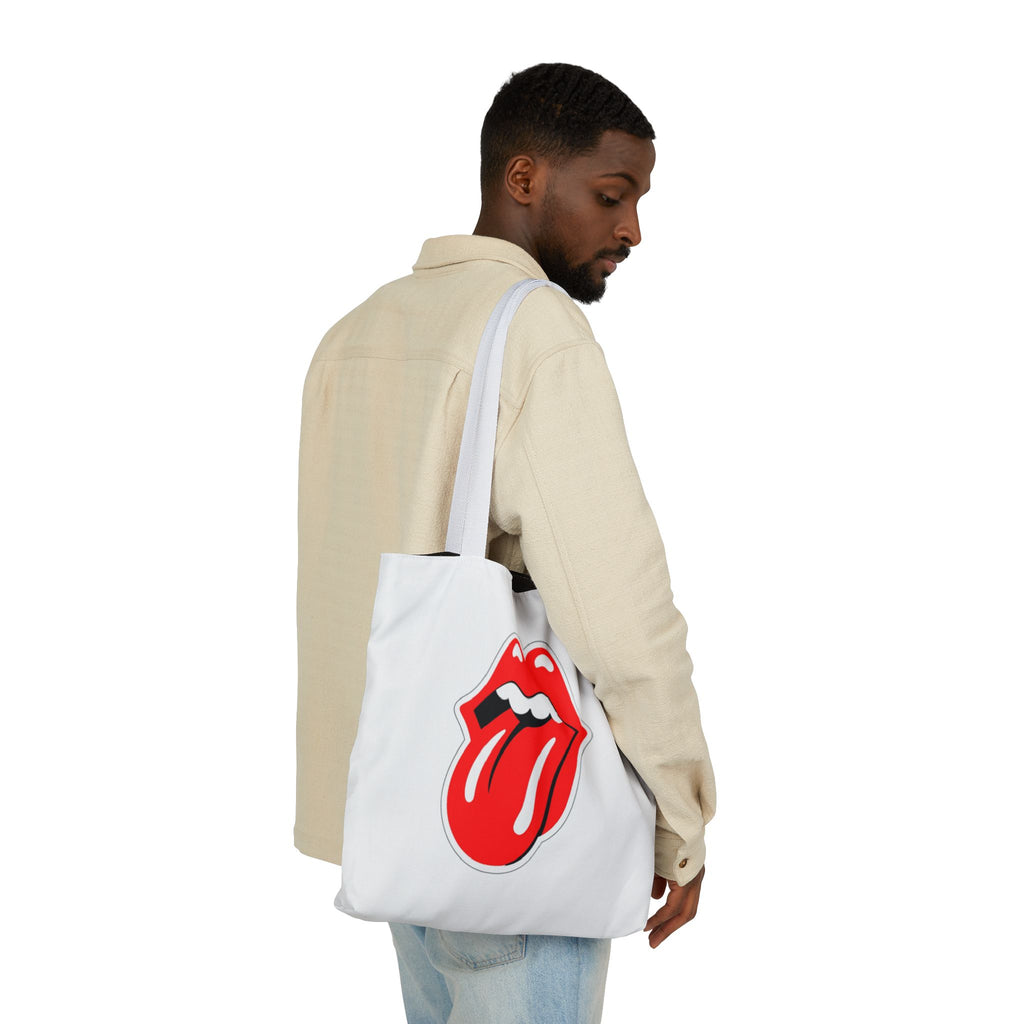 Rock & Roll Tongue Canvas Tote Bag — Retro Lip Graphic