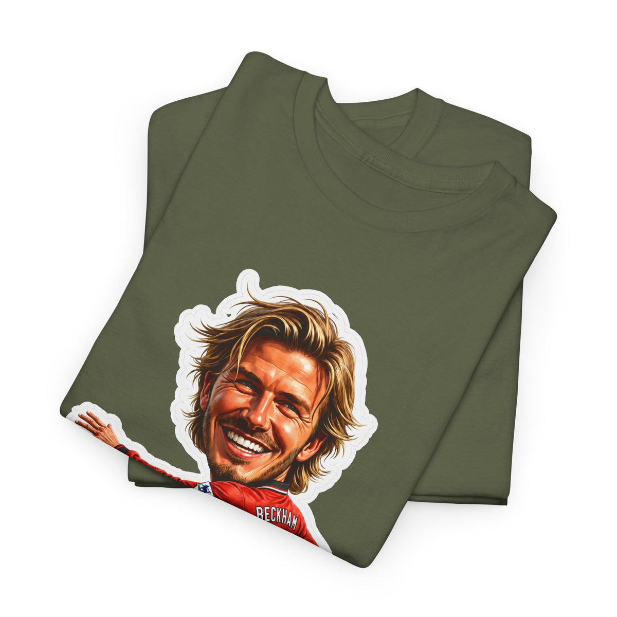 Beckham Caricature Cotton T-Shirt — Retro Football Player Graphic Tee