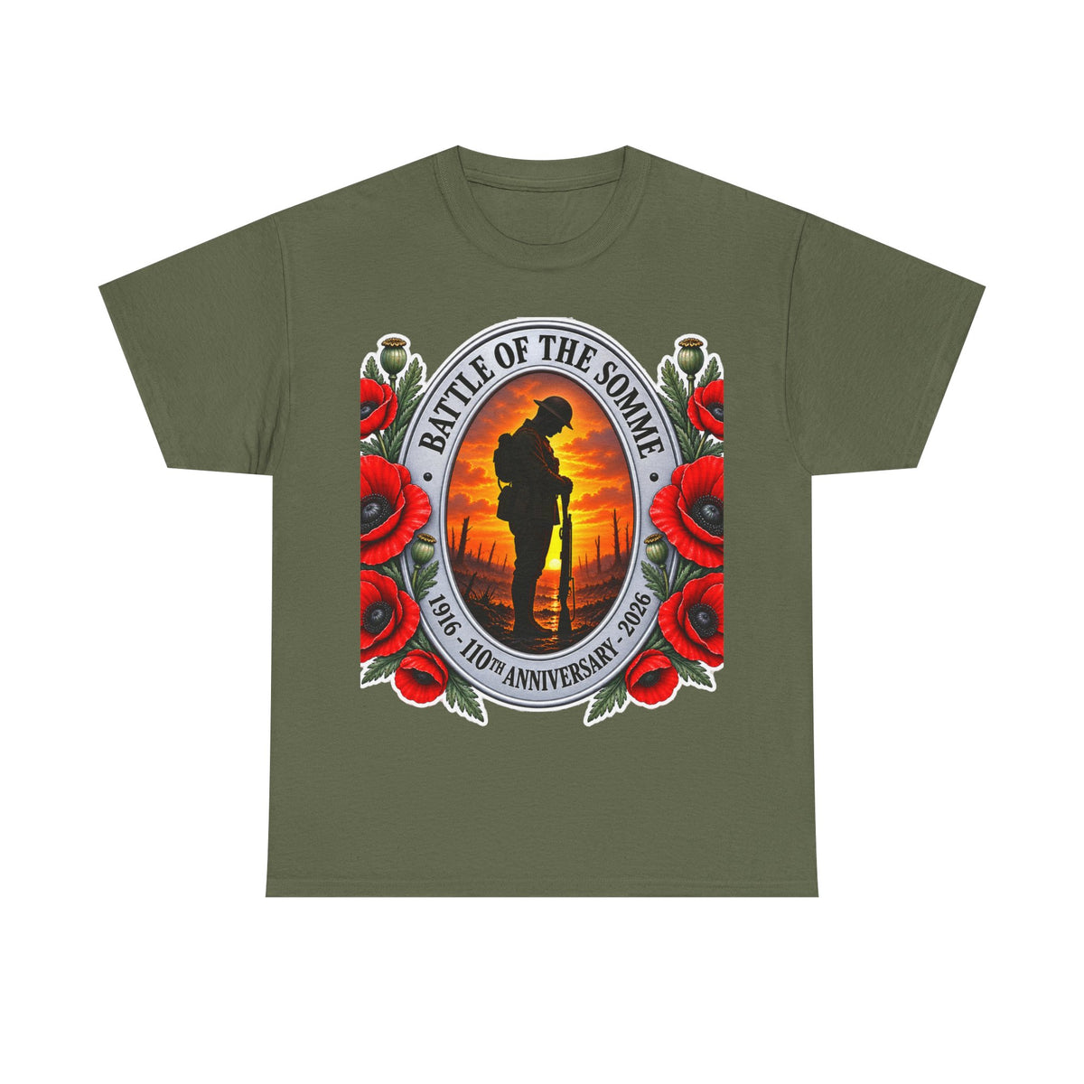 Battle of the Somme Memorial Cotton T-Shirt — 100th Anniversary Poppy Tribute