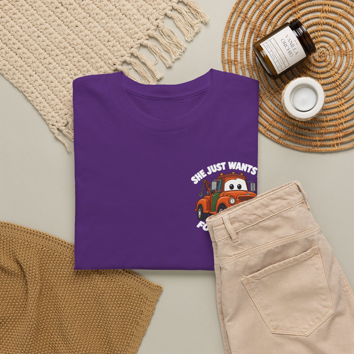 T-Shirt — "She Just Wants Me For My Body" Cute Tow Truck Graphic Tee