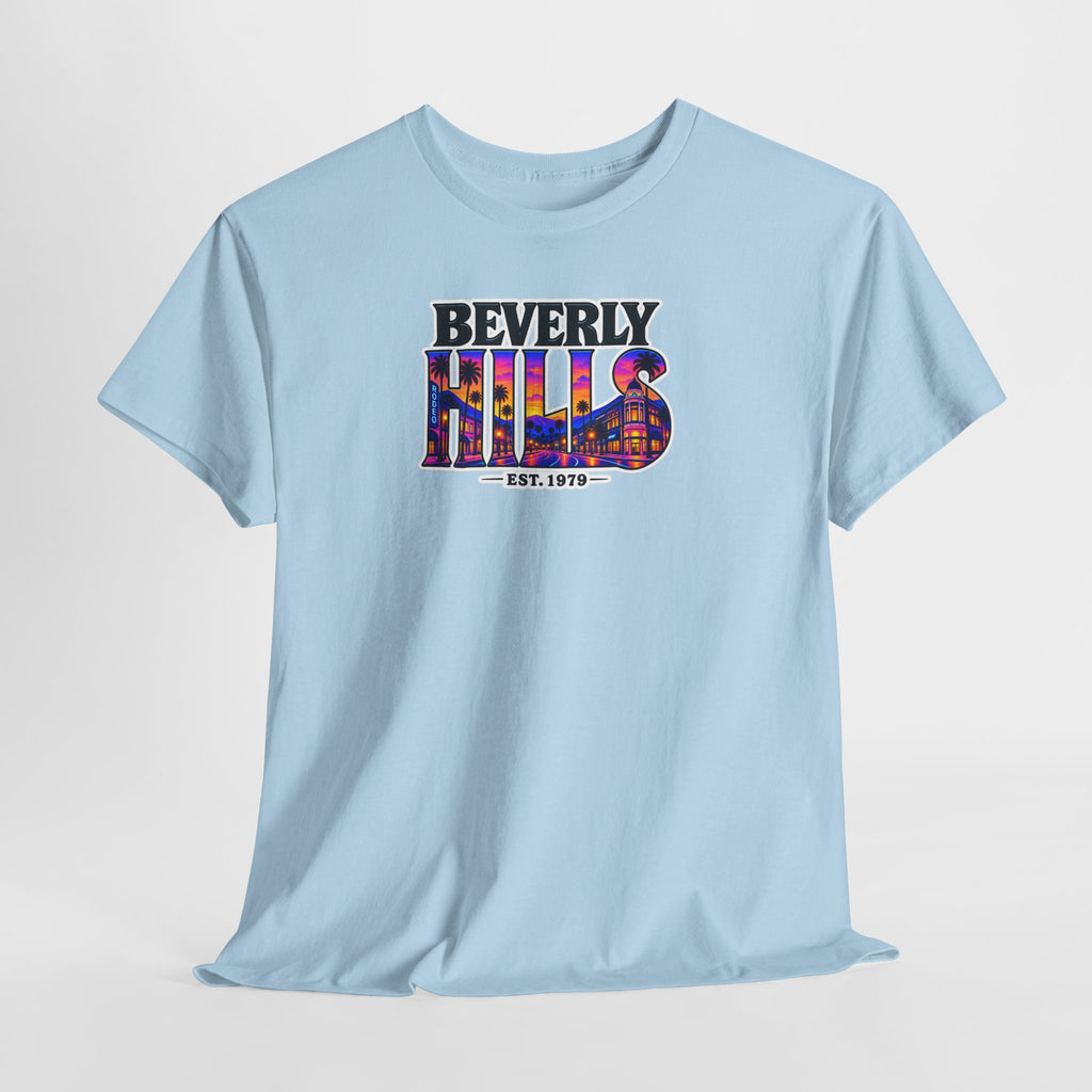 Beverly Hills Retro Sunset Tee — 'Beverly Hills EST. 1979' Graphic T-Shirt