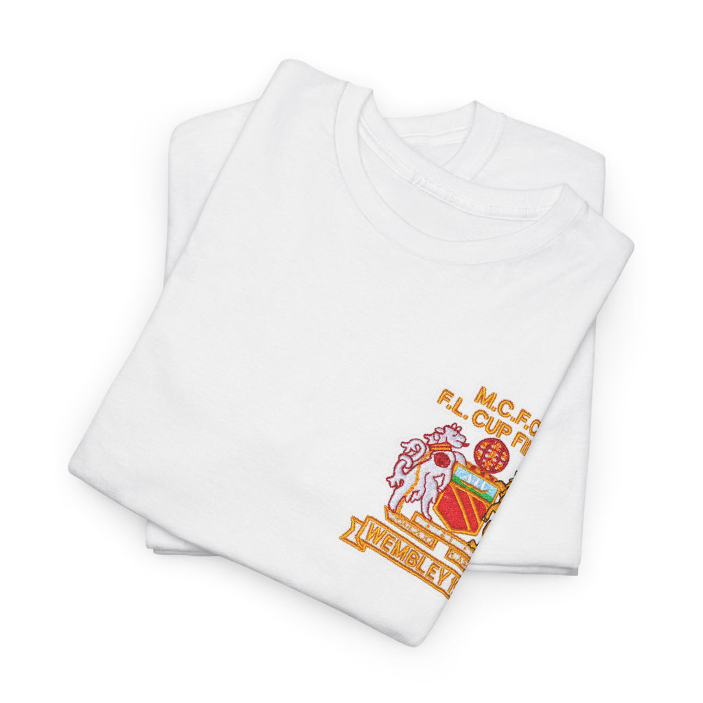Manchester City 1976 League Cup Final Crest Cotton T‑Shirt — Vintage Football Fan Tee