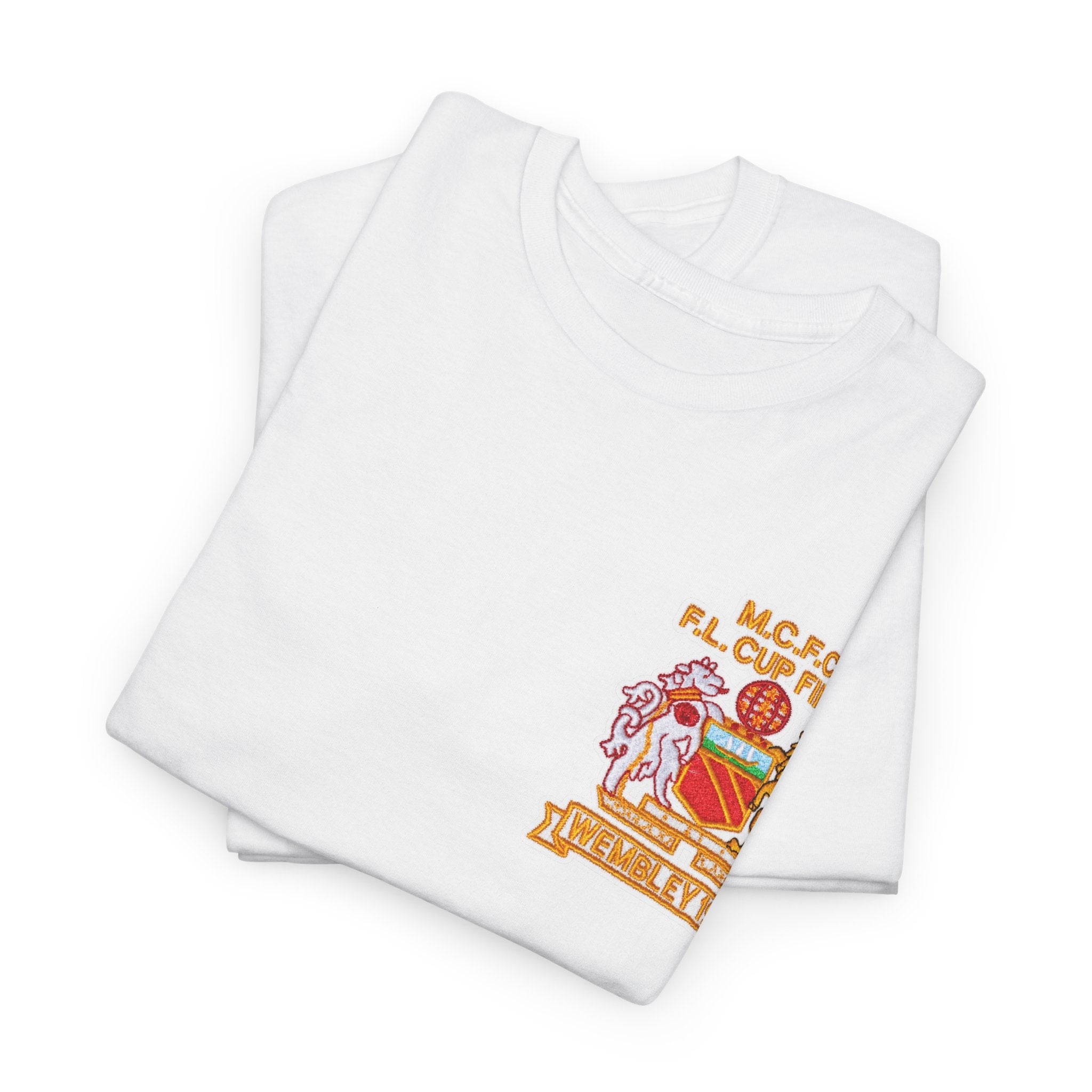 Manchester City 1976 League Cup Final Crest Cotton T‑Shirt — Vintage Football Fan Tee