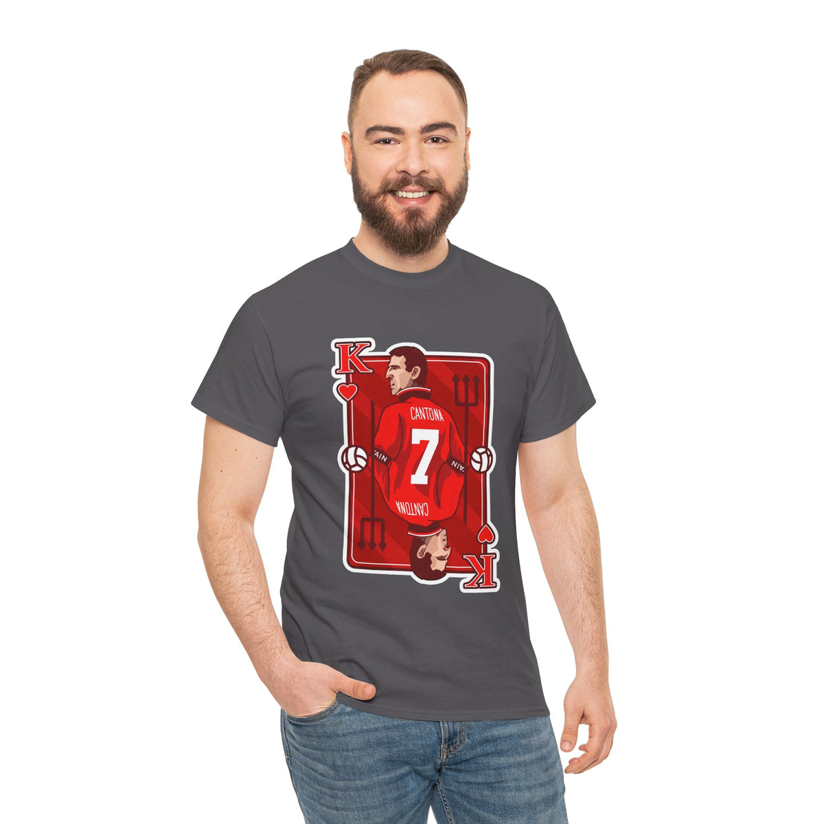 Cantona Playing Card Cotton T-Shirt / Tee — Number 7 Custom Jersey Design