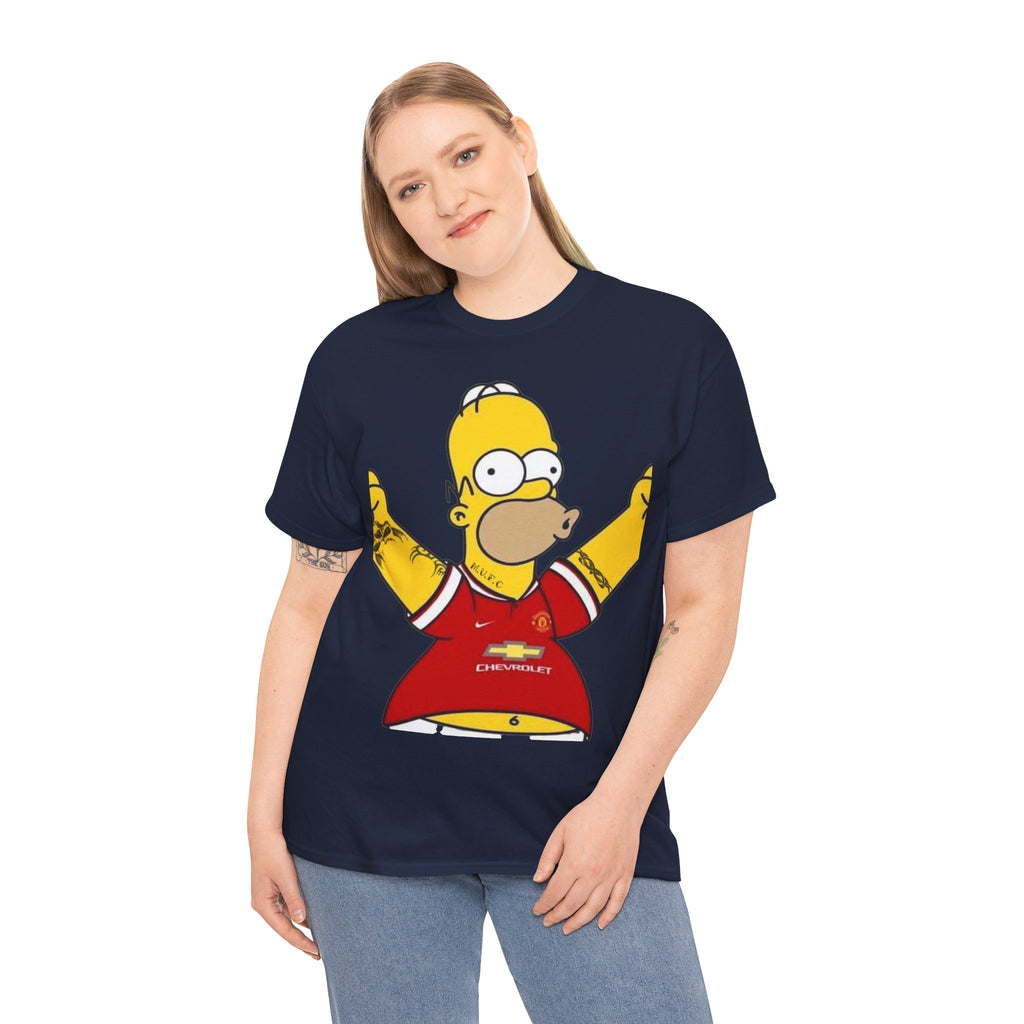 Homer Simpson Manchester Fan T-Shirt — Cartoon Football Supporter Tee