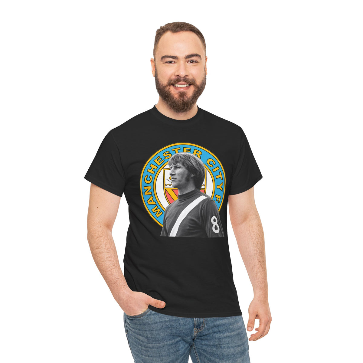 Colin Bell Manchester City Retro Player Portrait Cotton Tee