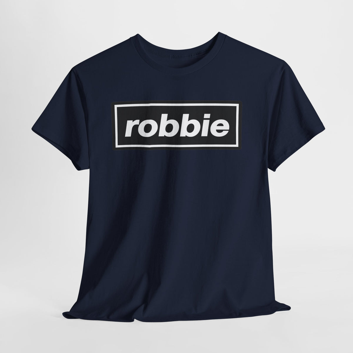 Robbie Inspired Cotton T-Shirt — Minimal Black Box Logo T-Shirt