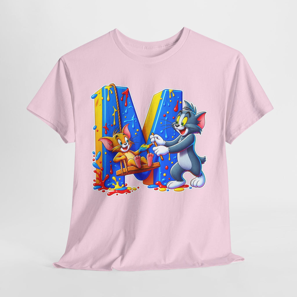 Tom & Jerry Letter M Cotton T-Shirt — Retro Cartoon Graphic Tee