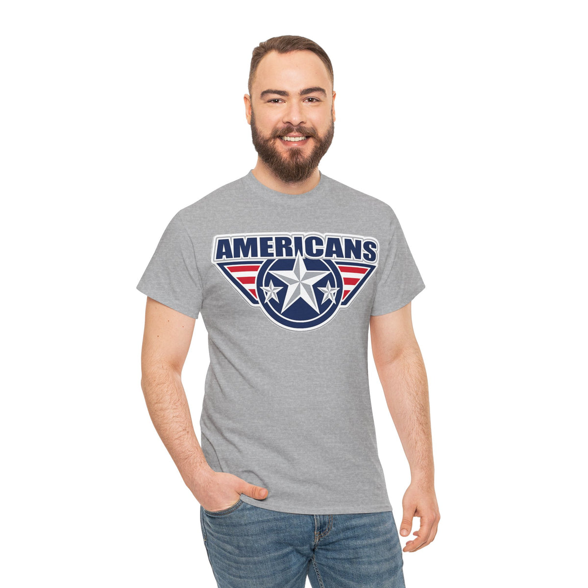 Americans Patriotic Star T‑Shirt — Red White Blue USA Graphic Tee