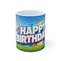 Happy Birthday Soccer Fan Mug — Cheerful Sports-Themed Ceramic Coffee Cup (11oz/15oz)
