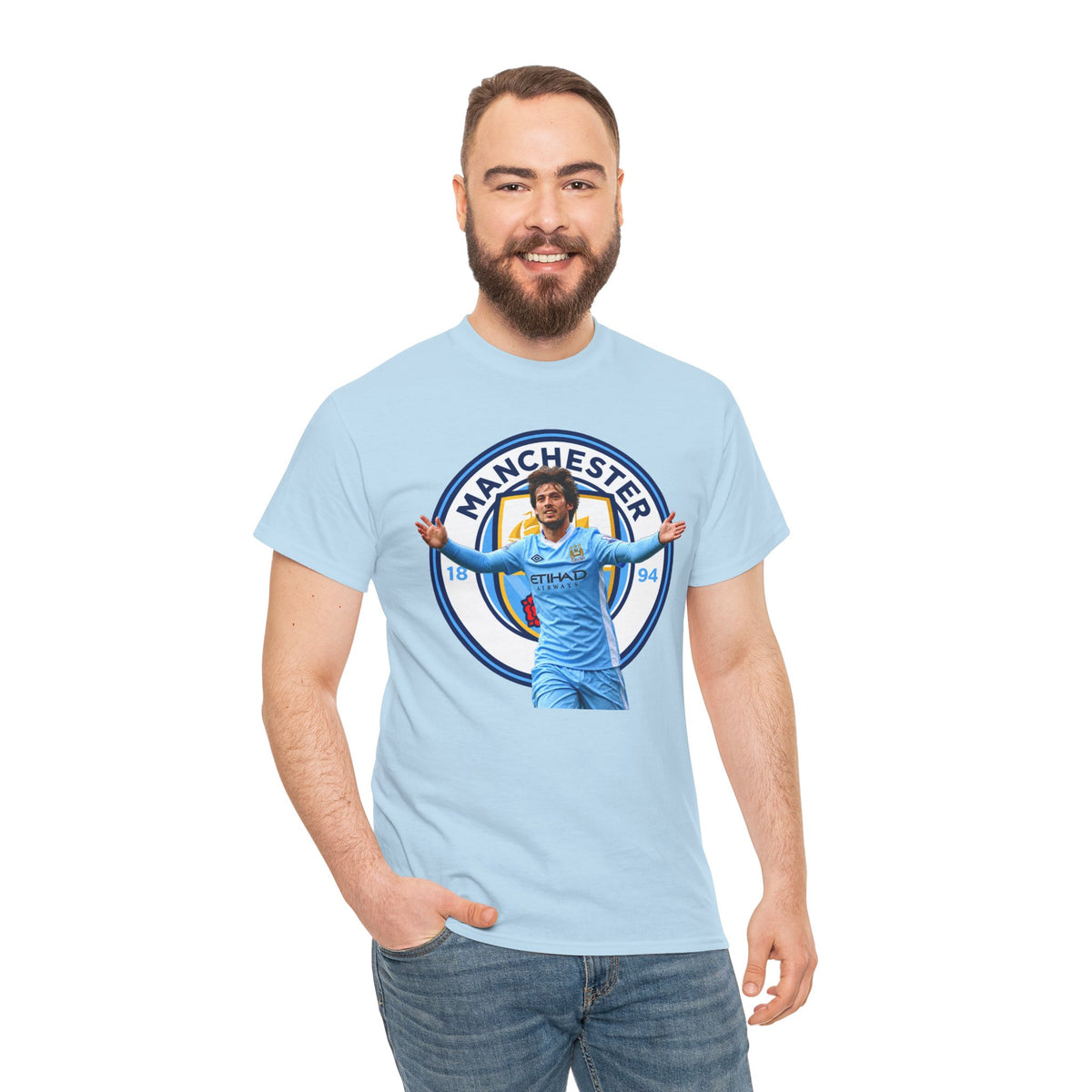 David Silva Manchester Legend Football Tee — Player Celebration Design