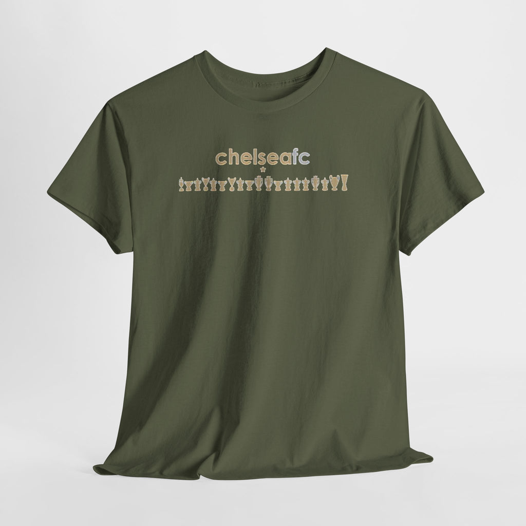 Chelsea FC Retro Silhouette Tee — Beige Logo Football Fans Shirt