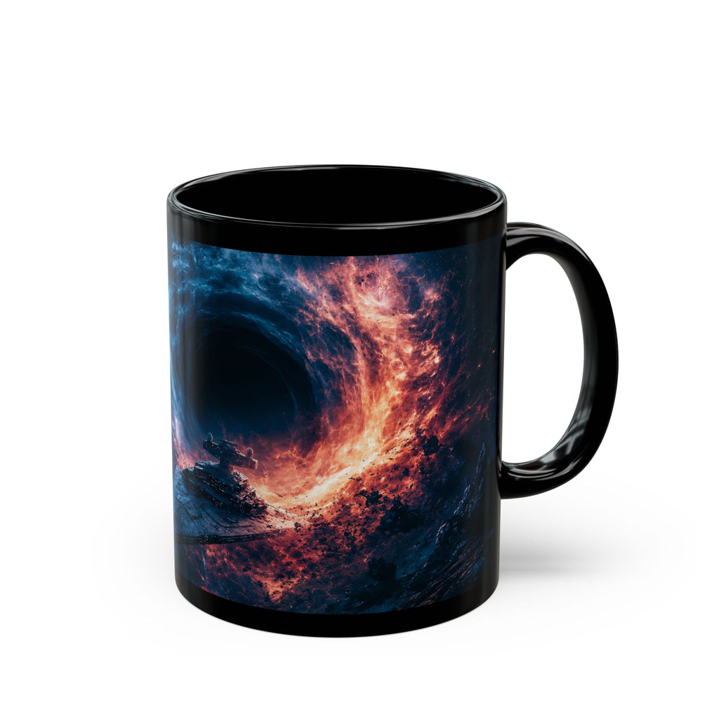 Empire Star Destroyer Space Vortex Black Mug — Cosmic Black Hole Coffee Cup (11oz/15oz)