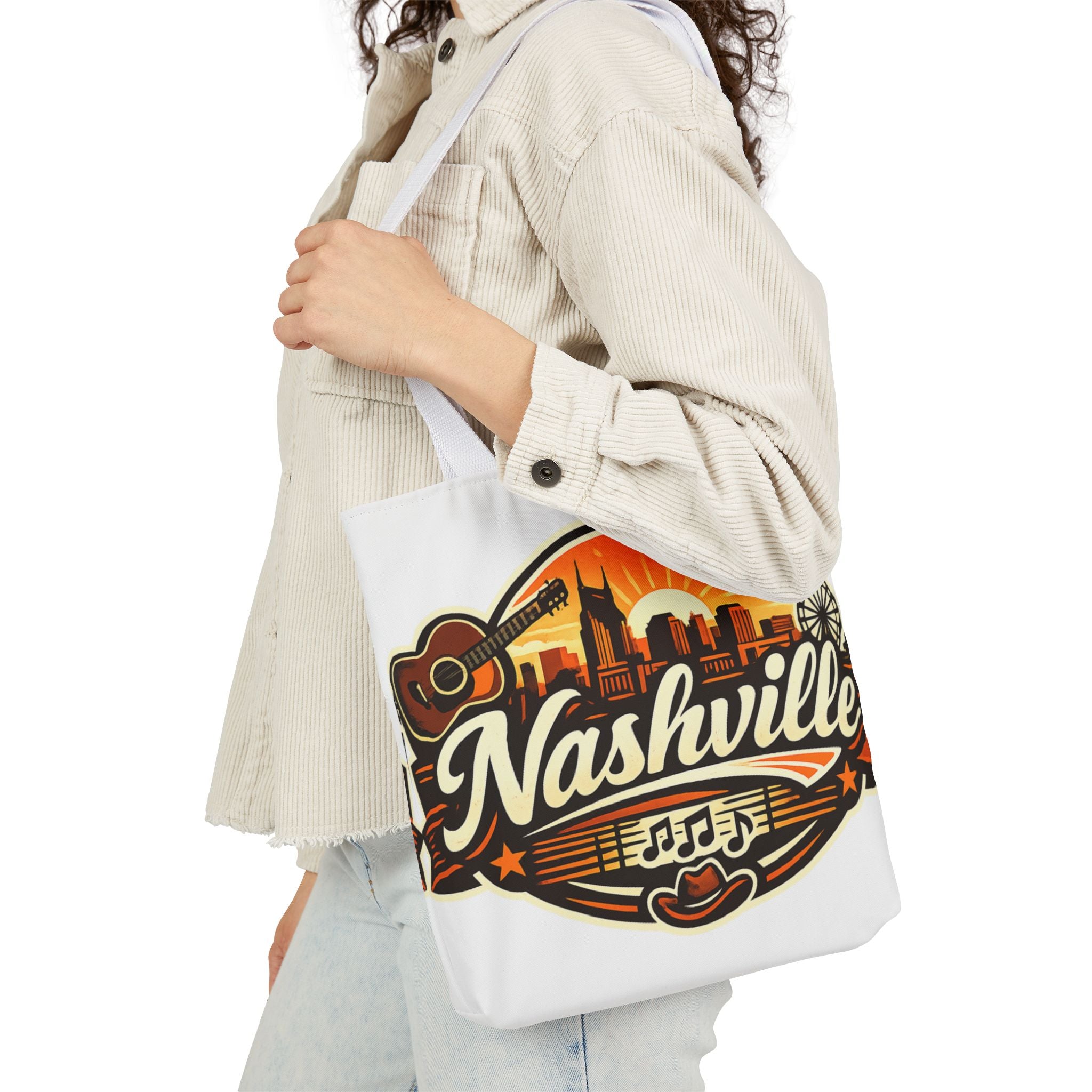 Nashville Sunset Tote Bag — Country Music Skyline Canvas Tote