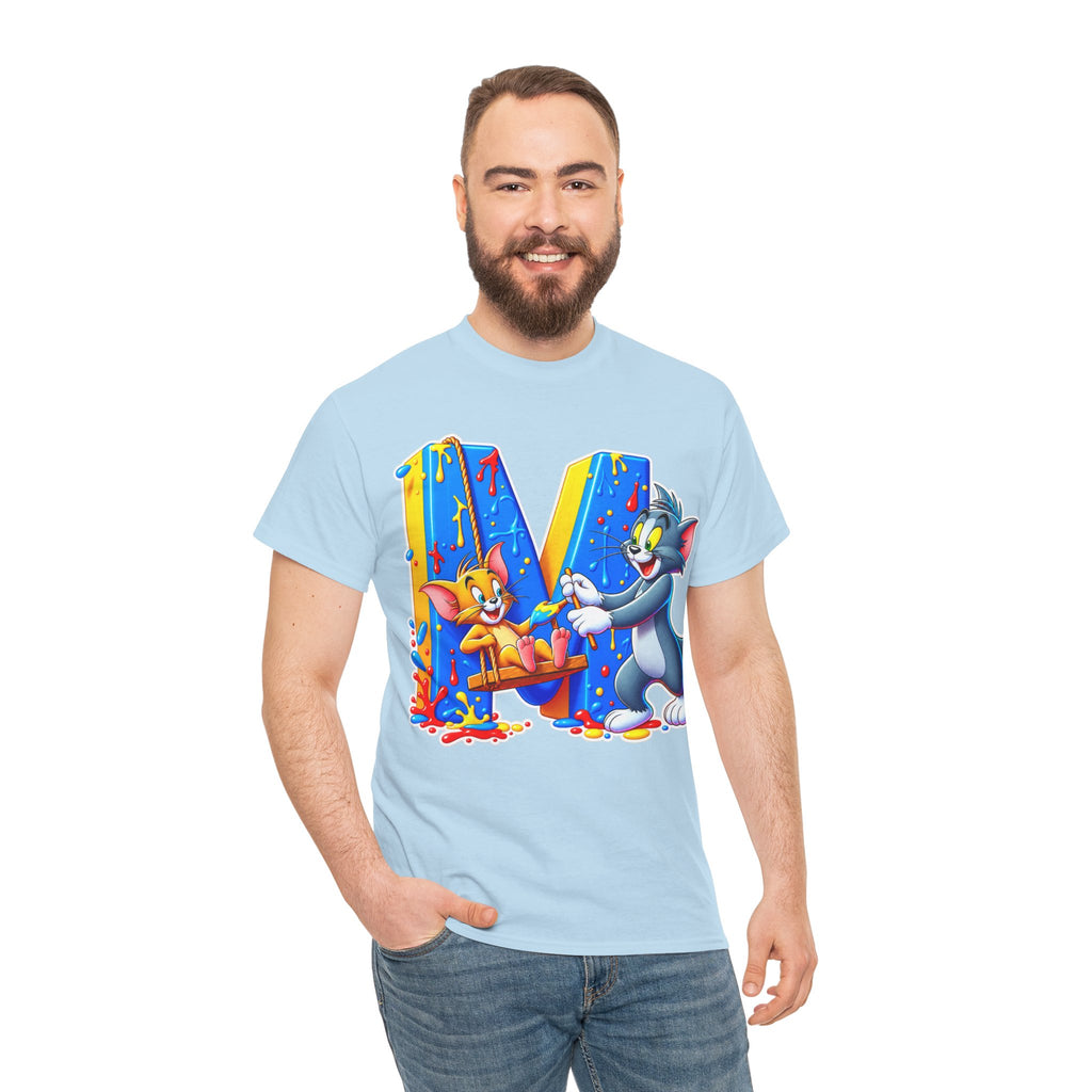 Tom & Jerry Letter M Cotton T-Shirt — Retro Cartoon Graphic Tee