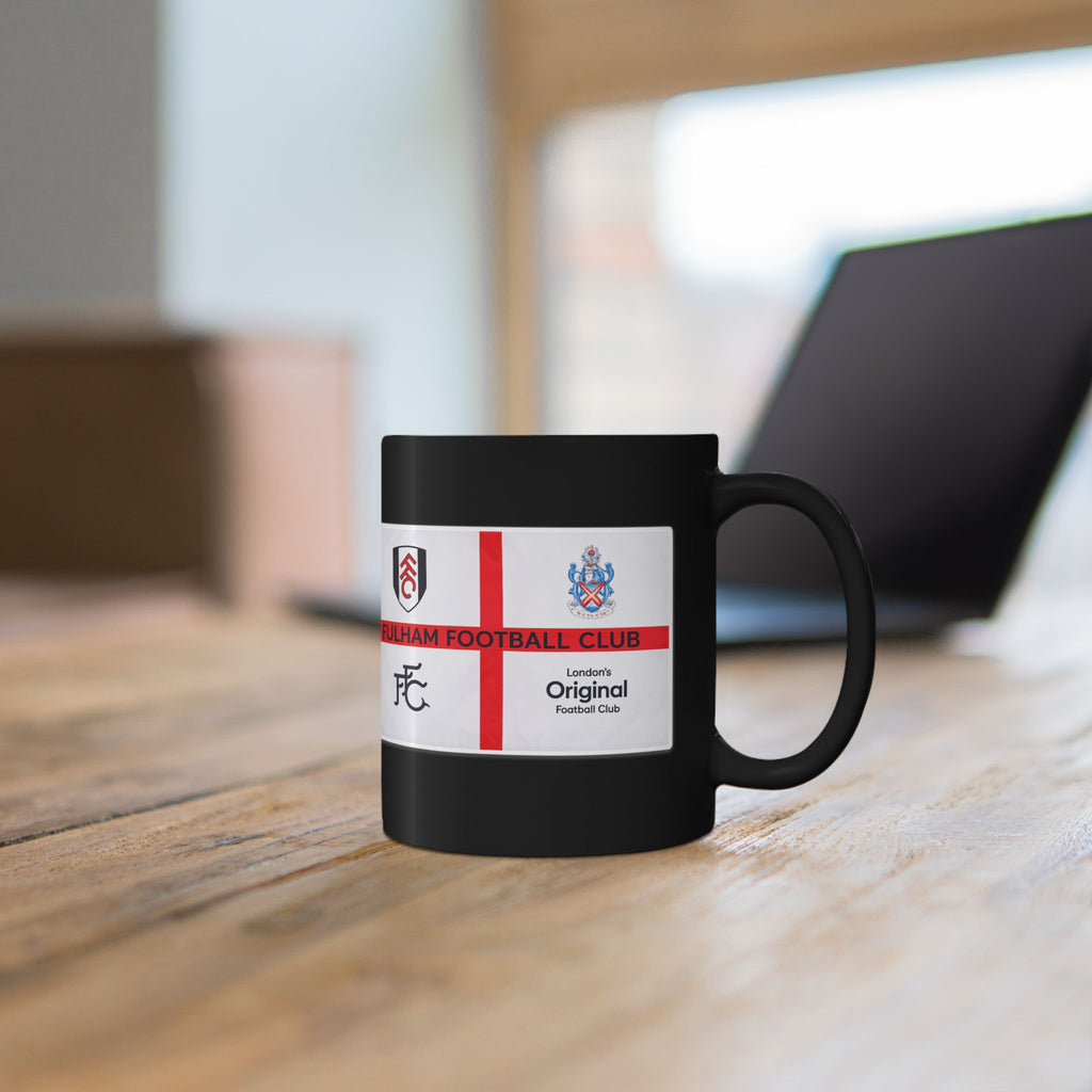 Fulham Football Club Black Mug – Crest & England Flag Design (11oz/15oz)
