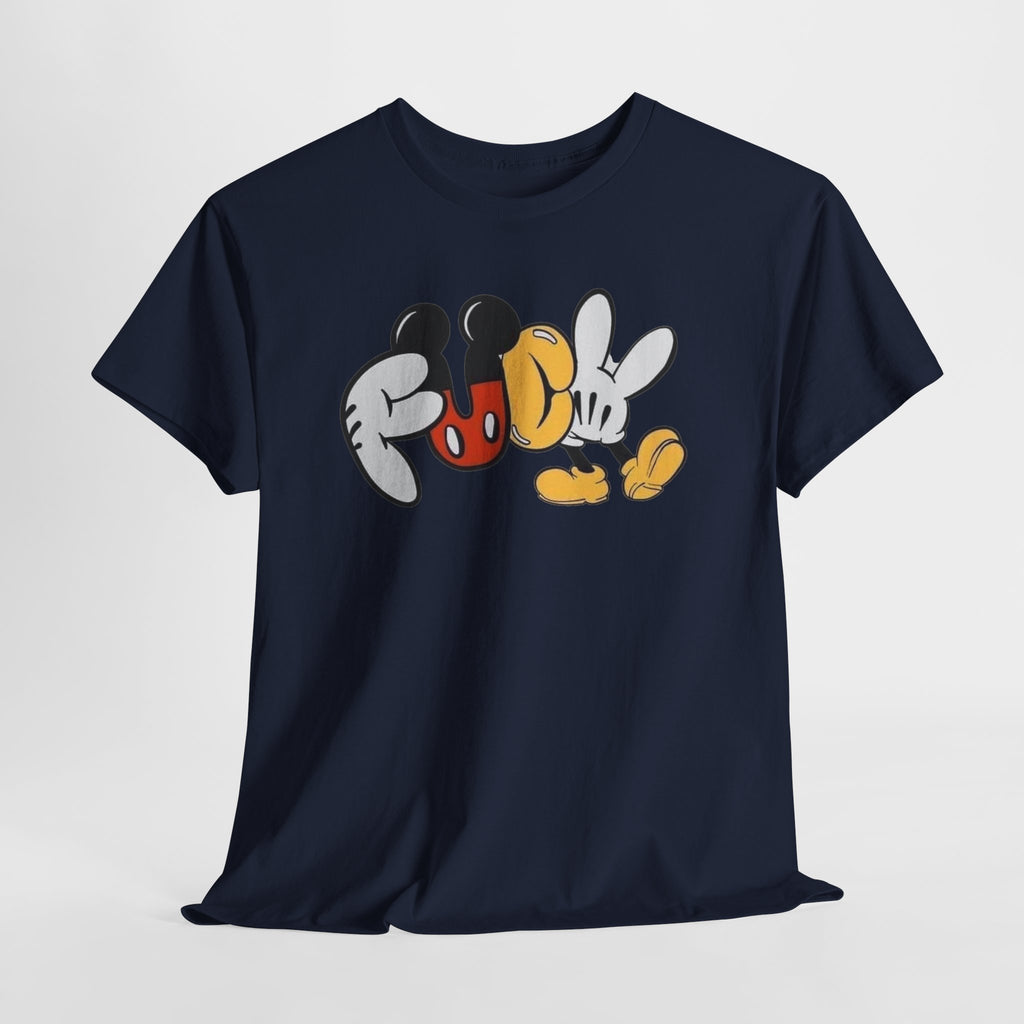 F**K Disney Graphic Tee — Playful Cartoon Hands & Shoes Design