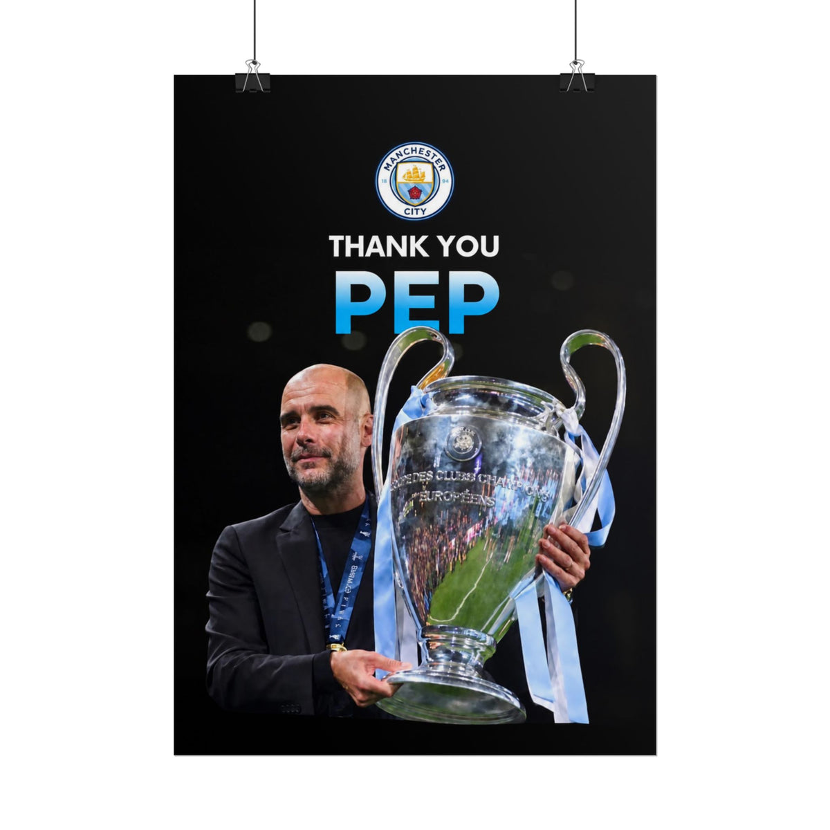 Thank You Pep Poster — Manchester City Champions Tribute Rolled Poster