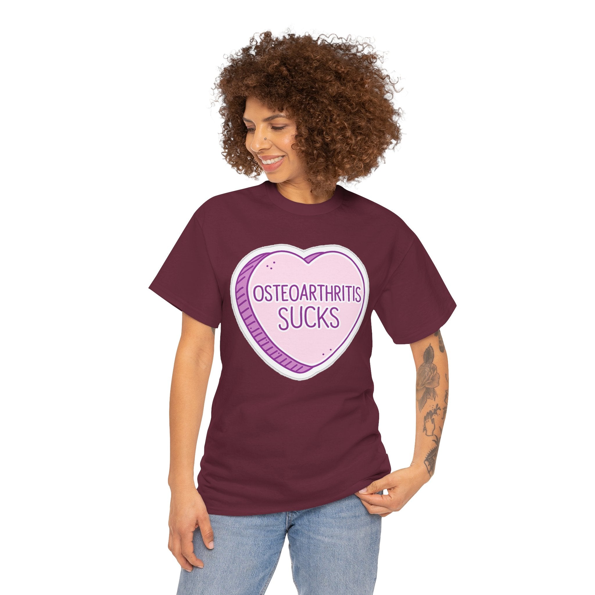 Osteoarthritis Sucks T-Shirt — Pink Heart Awareness Tee