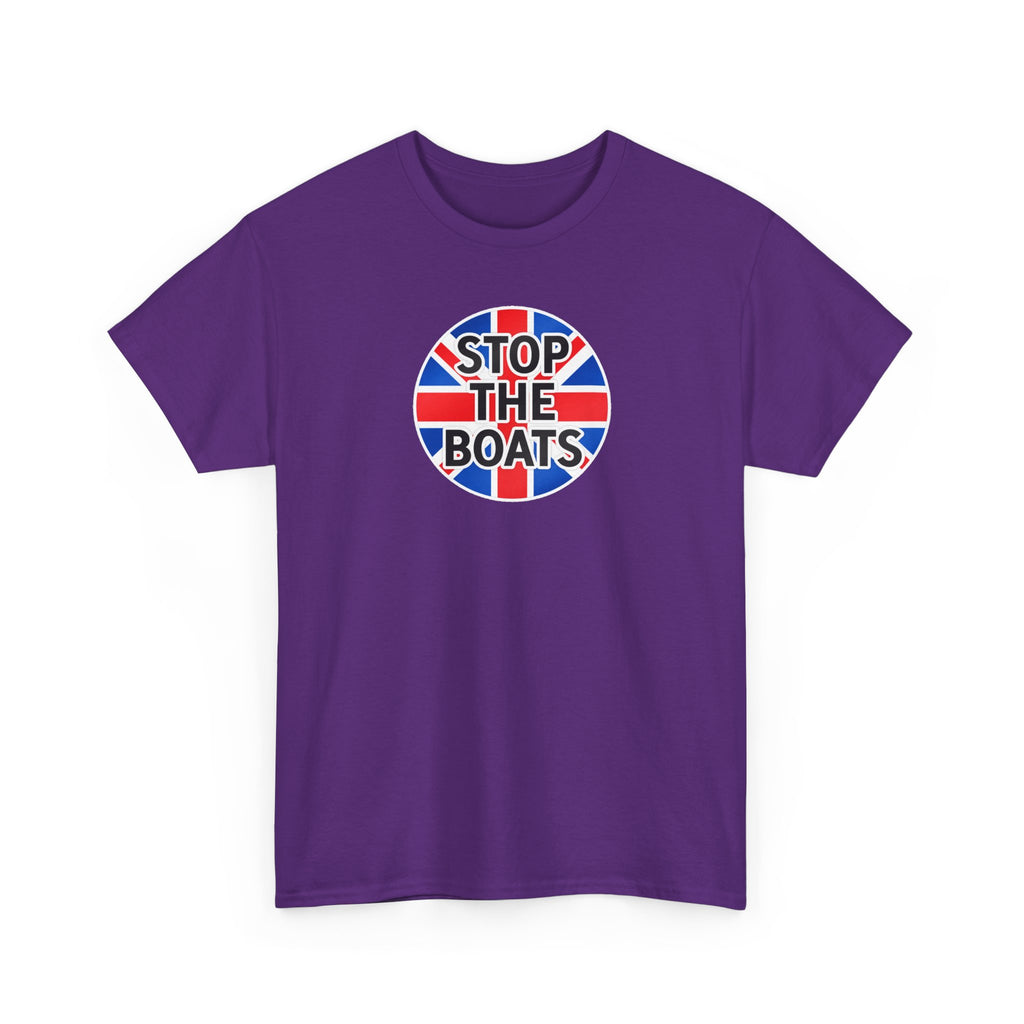 Stop The Boats Union Jack Protest Cotton T-Shirt / Tee