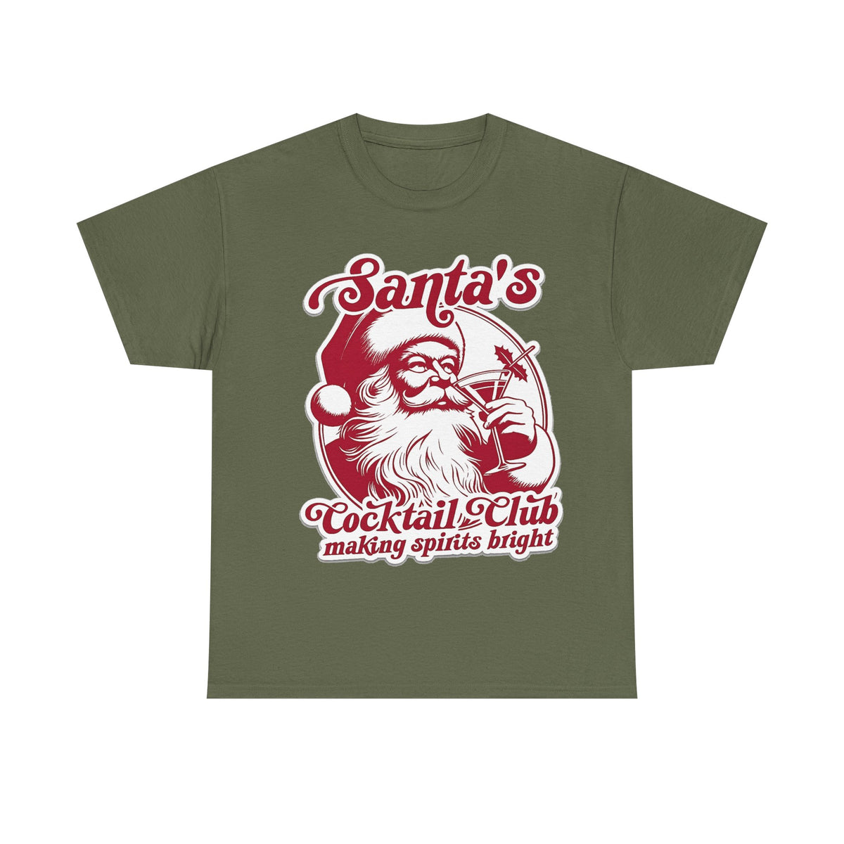 Santa’s Cocktail Club Tee — "Making Spirits Bright" Christmas Shirt