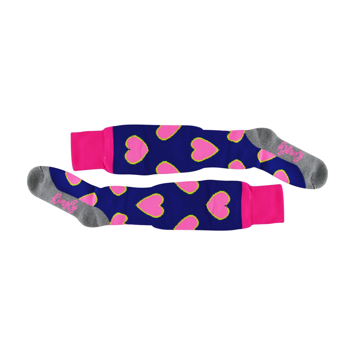 1 Pack Adults & Kids Knee High Patterned Hockey Socks - Pink / Blue Hearts