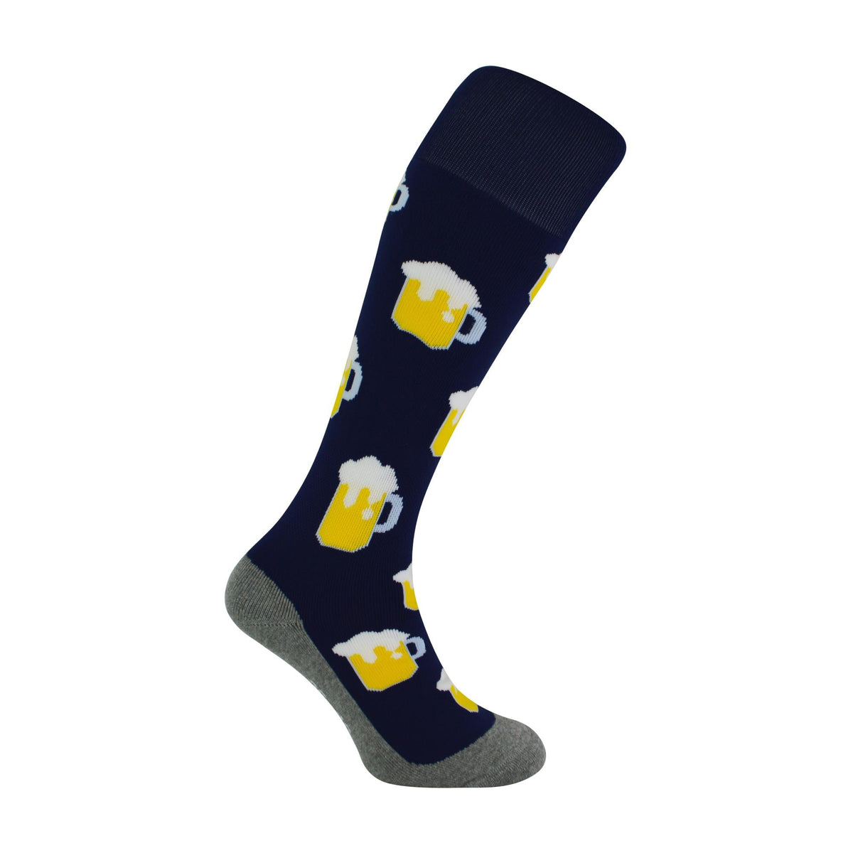 1 Pack Adults Knee High Fun Patterned Hockey Socks - Blue Beer