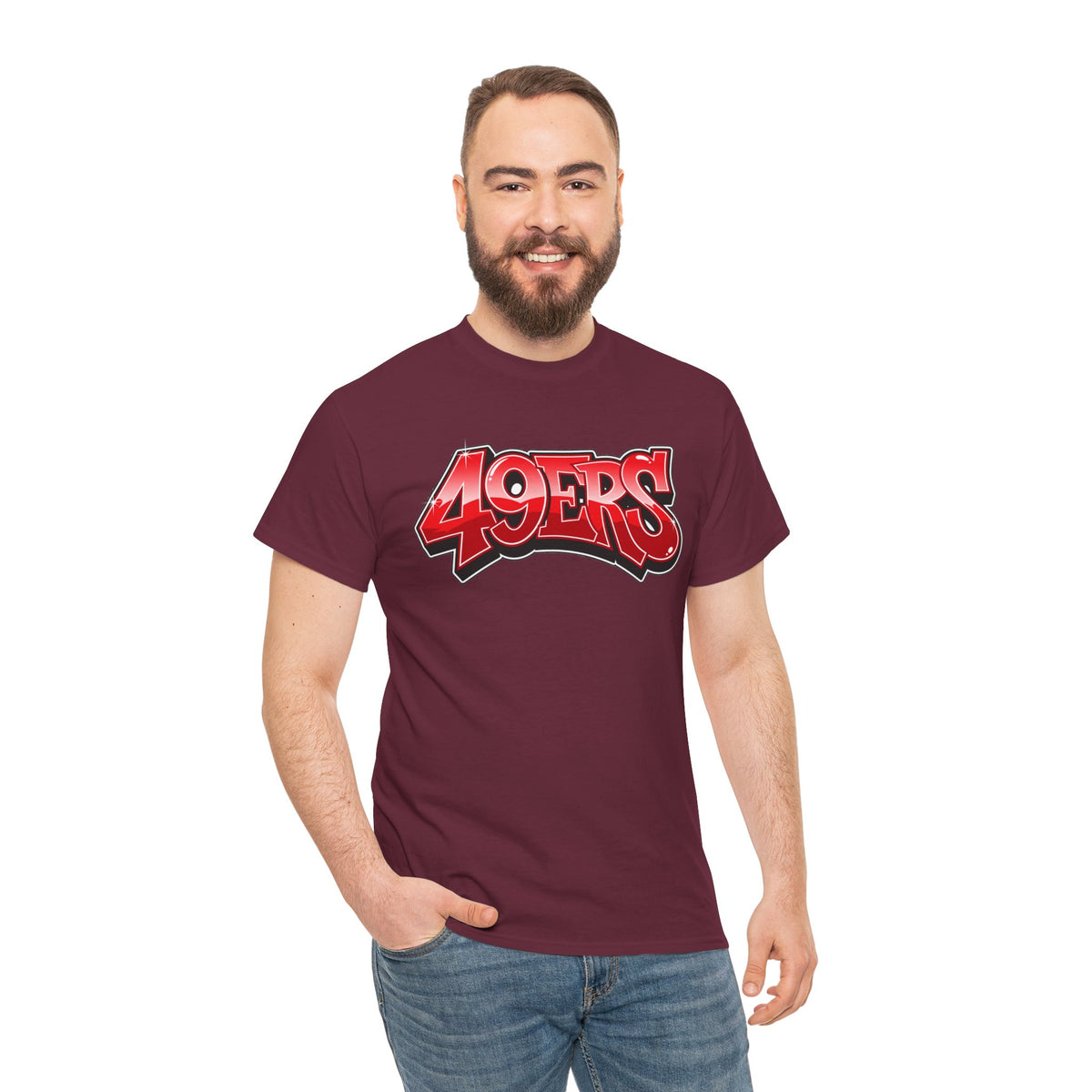 T-Shirt — '49ERS' Red Graffiti Sports Logo Tee