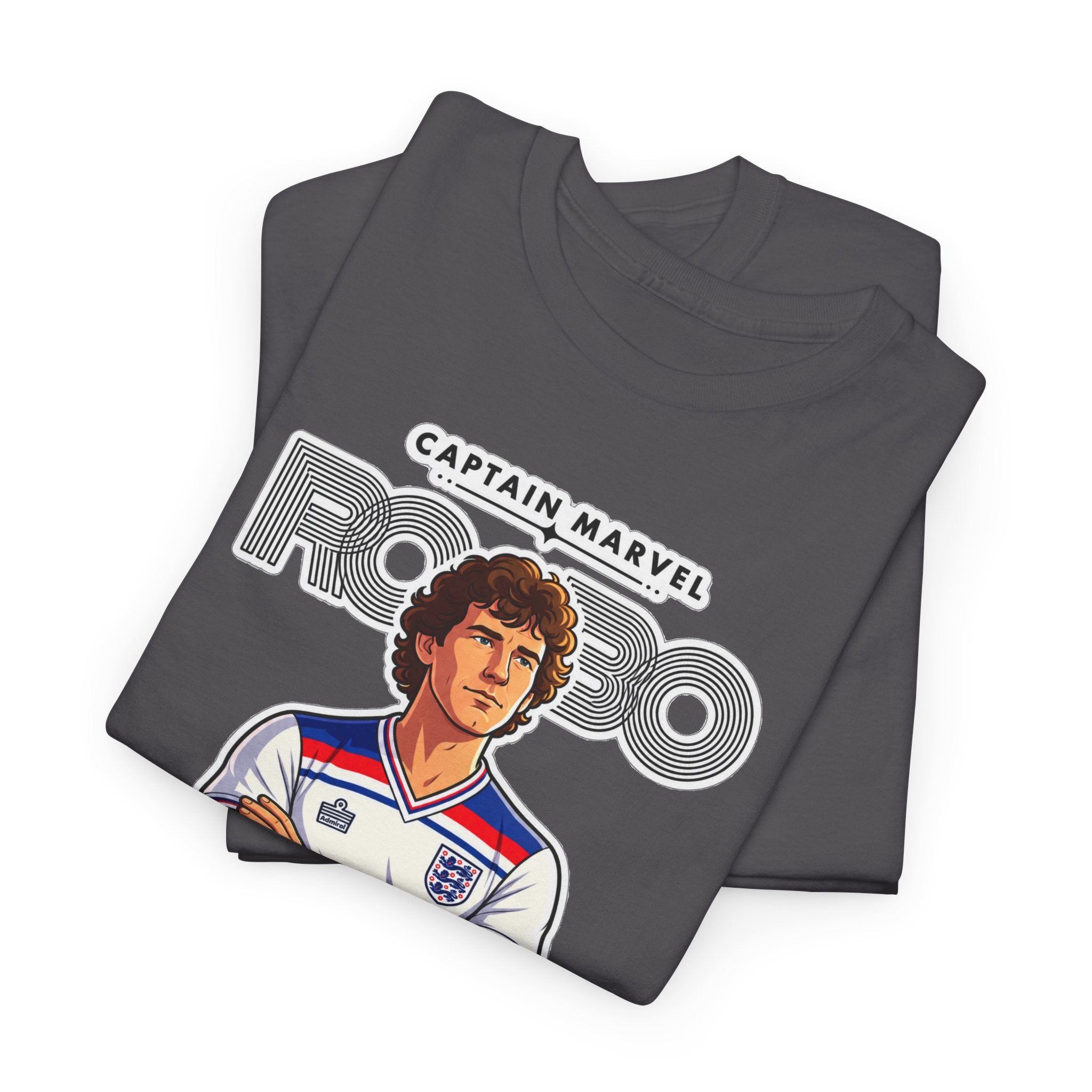 Bryan Robson Retro England Football Cotton T-Shirt / Tee — "Captain Marvel" Soccer Player Graphic