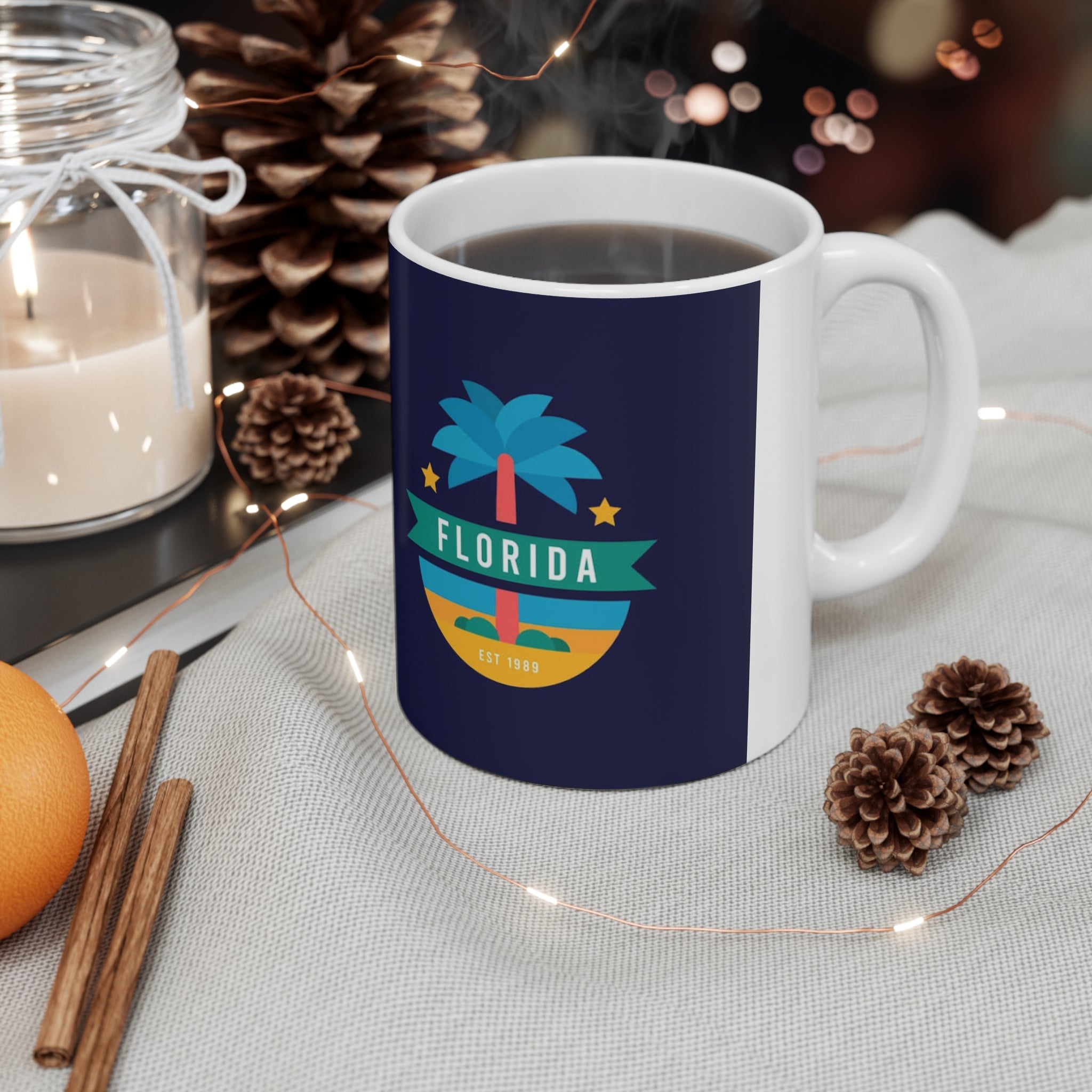 Florida Palm Beach Coffee Mug — Retro Vacation Ceramic Mug (11oz & 15oz)