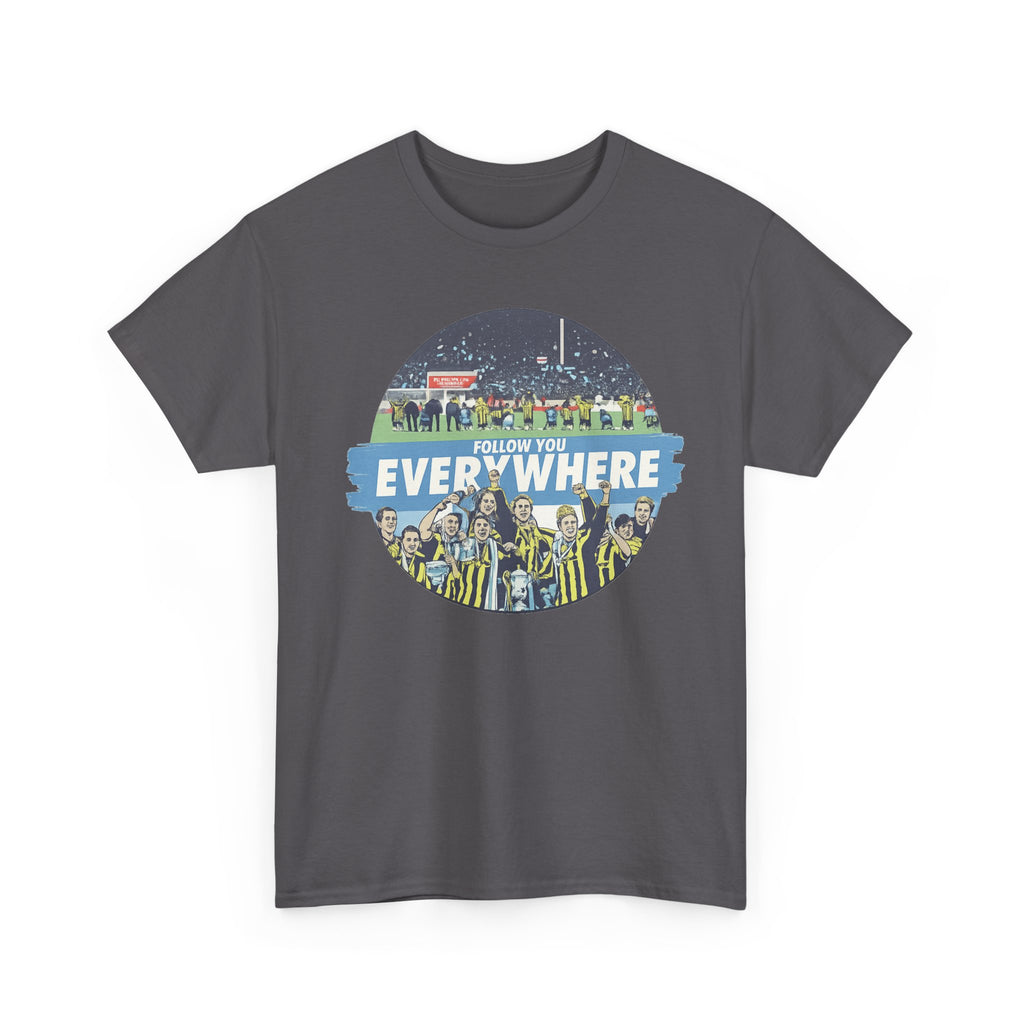 Manchester City Everywhere Soccer Crowd Graphic Tee — 'Follow You Everywhere' Fan Shirt