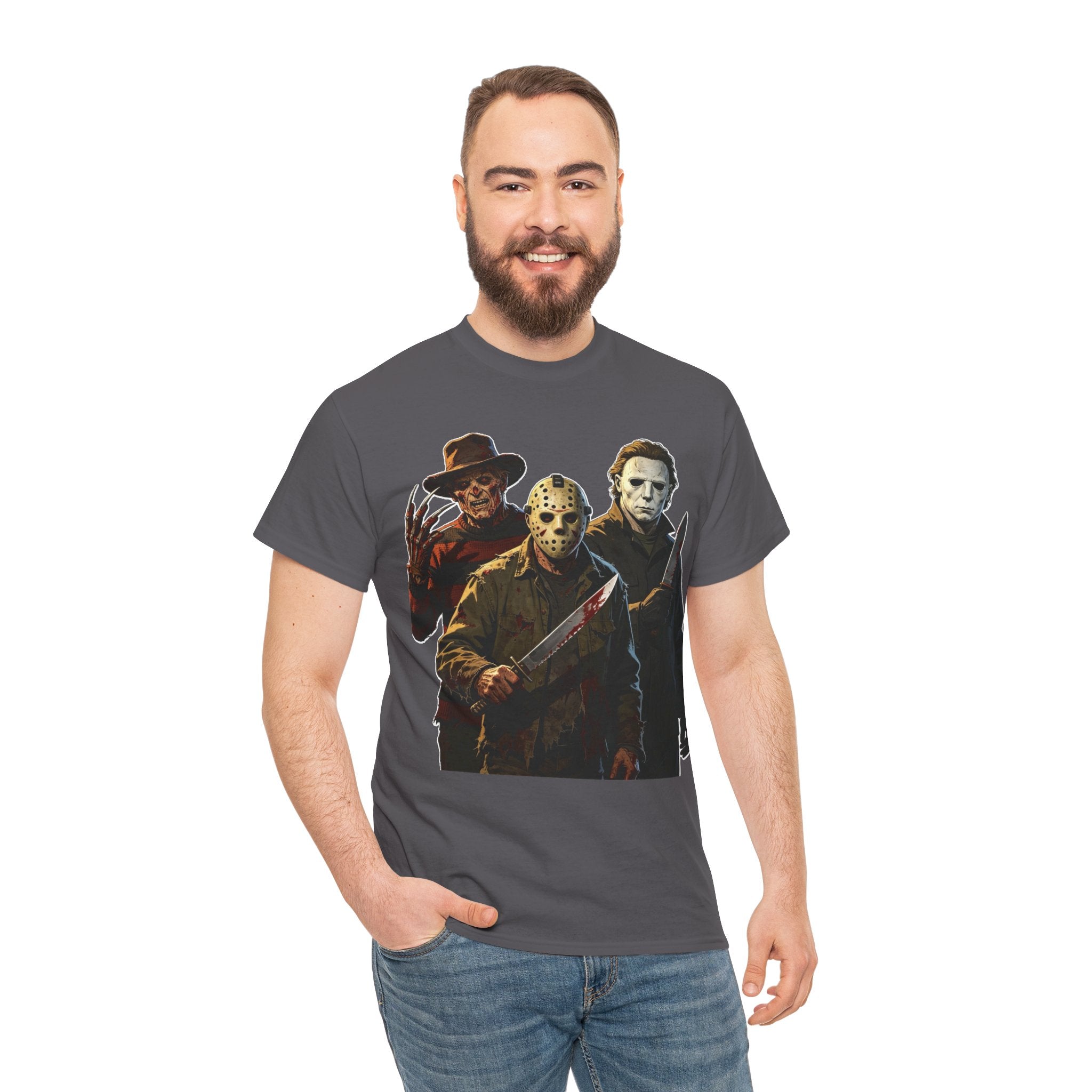 Horror Icons T-Shirt — Freddy, Jason & Michael Trio Graphic Tee