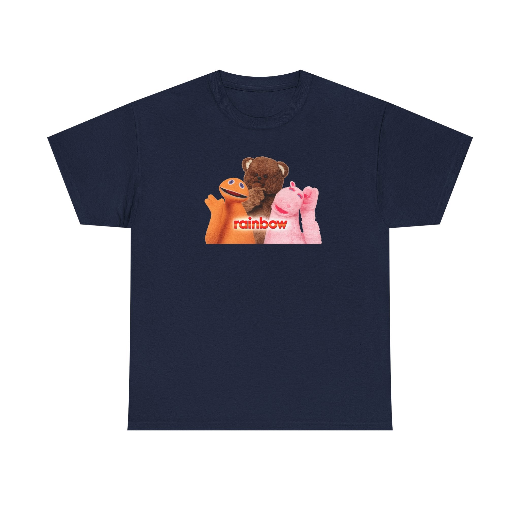 Rainbow Kids TV Zippy, George and Bungle Puppets T-Shirt — Cute Teddy & Hand Puppets Graphic Tee