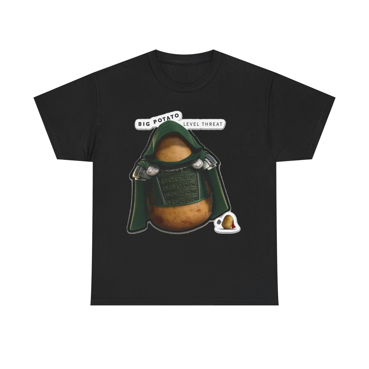 Big Potato "Level Threat" Doom Tee — Funny Potato Soldier Graphic T-Shirt