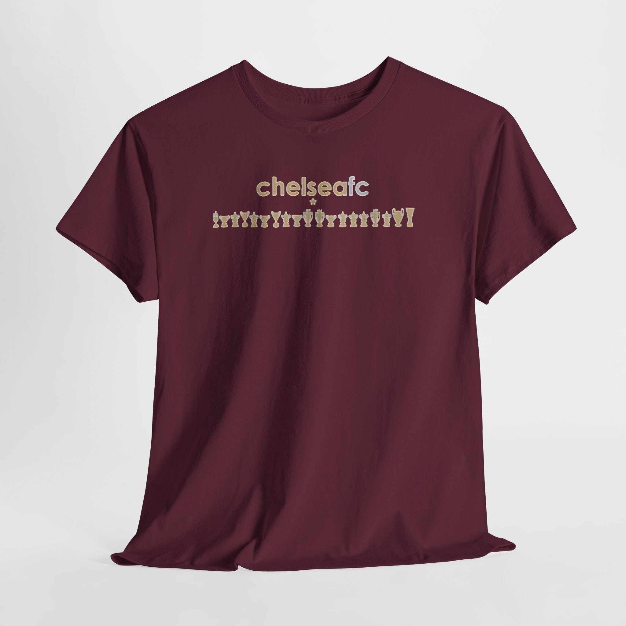 Chelsea FC Retro Silhouette Tee — Beige Logo Football Fans Shirt