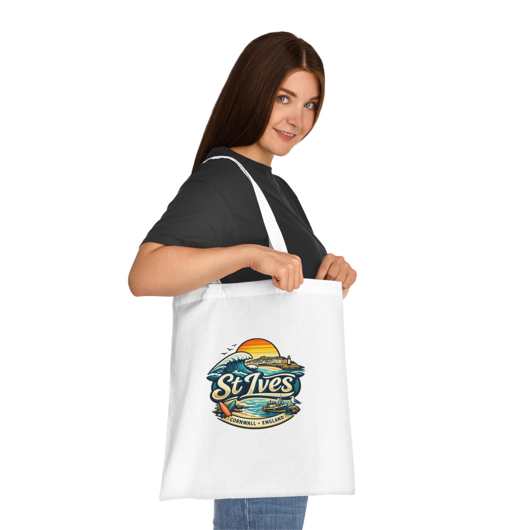 St Ives Beach Tote — Cornwall Surf Sunset Cotton Tote Bag