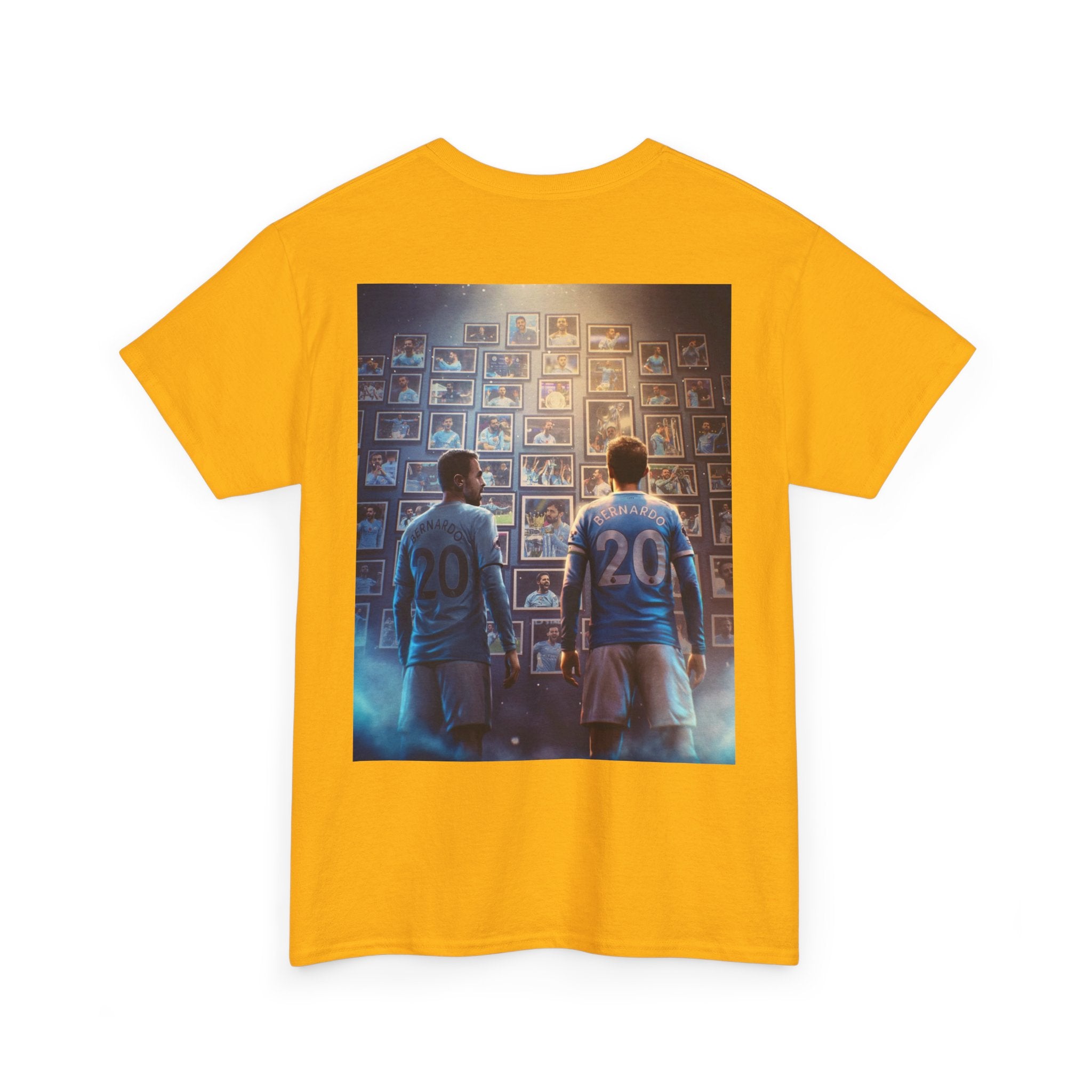 Bernardo Silva Manchester City Legend Graphic Tee — Player Cartoon Front & Tribute Poster Back