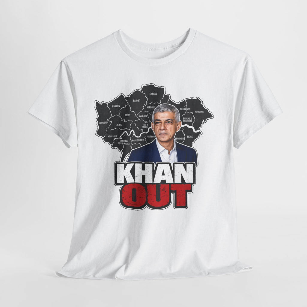 Sadiq Khan Out" Political Protest Tee with Sadiq Khan Graphic T-Shirt