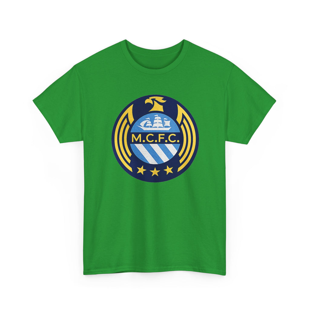 MCFC Crest T-Shirt — Vintage Blue & Gold Soccer Tee
