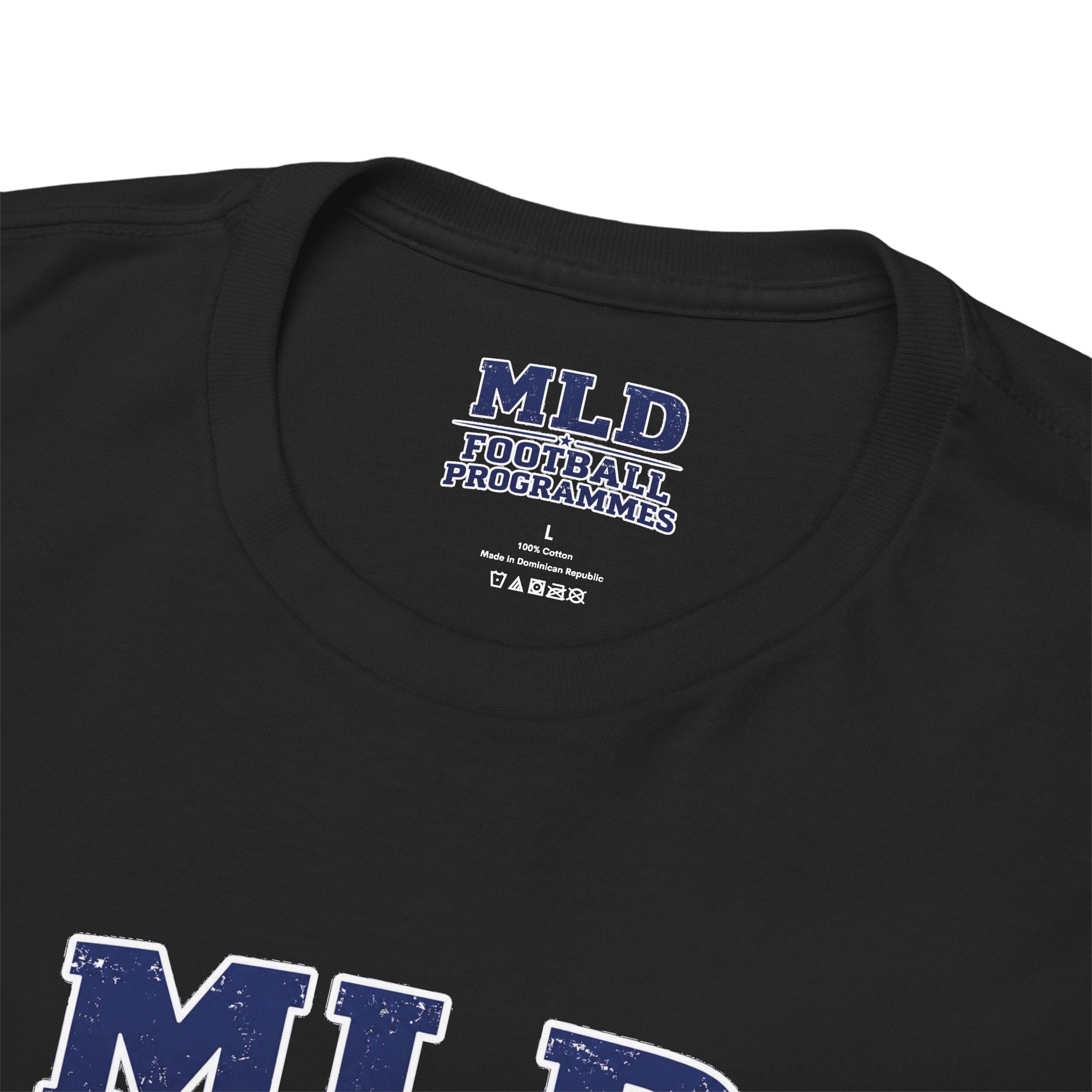 MLD Football Programmes Tee — Vintage Sports Logo Cotton T‑Shirt